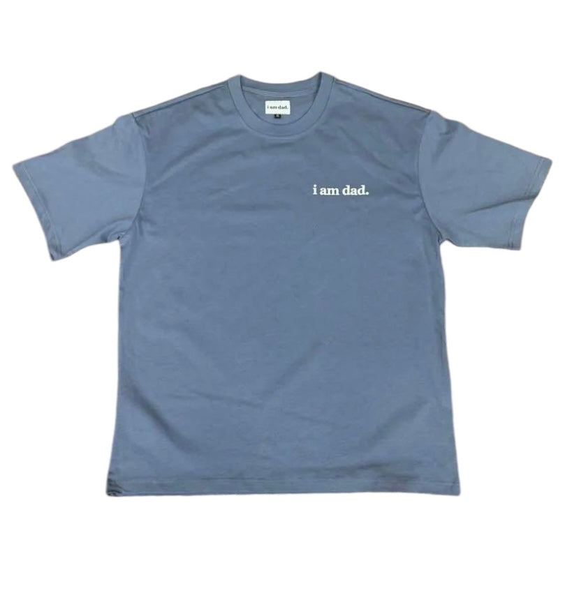 Blue pewter i am dad. t-shirt with distressed back print