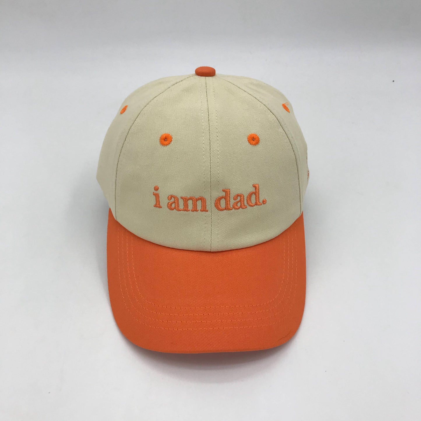 Orange i am dad. embroidered dad hat, two-toned curved brim
