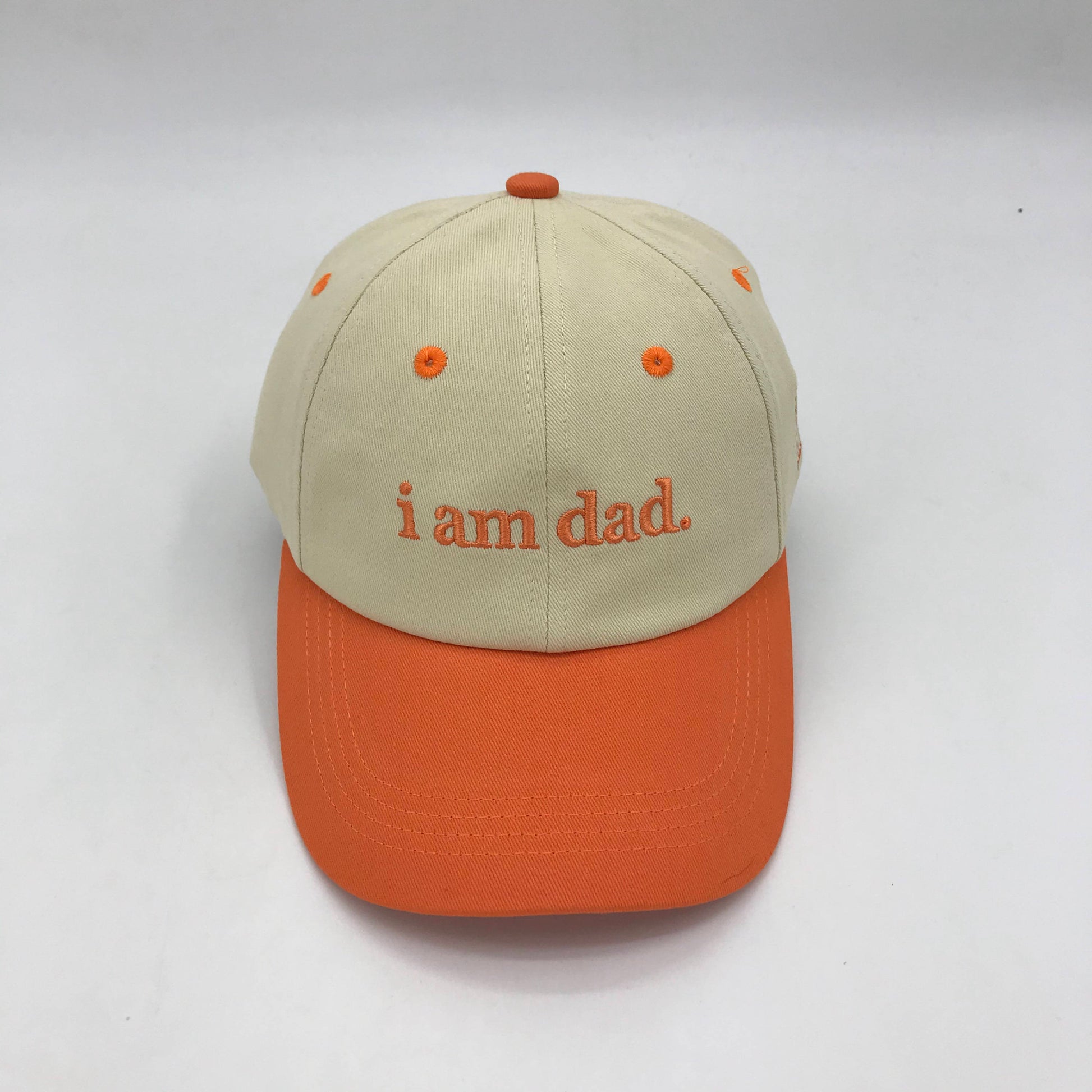 Orange i am dad. embroidered dad hat, two-toned curved brim