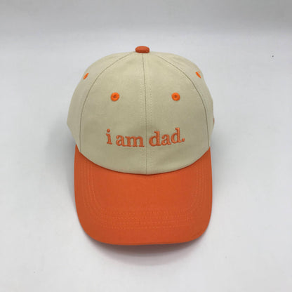 Orange i am dad. embroidered dad hat, two-toned curved brim