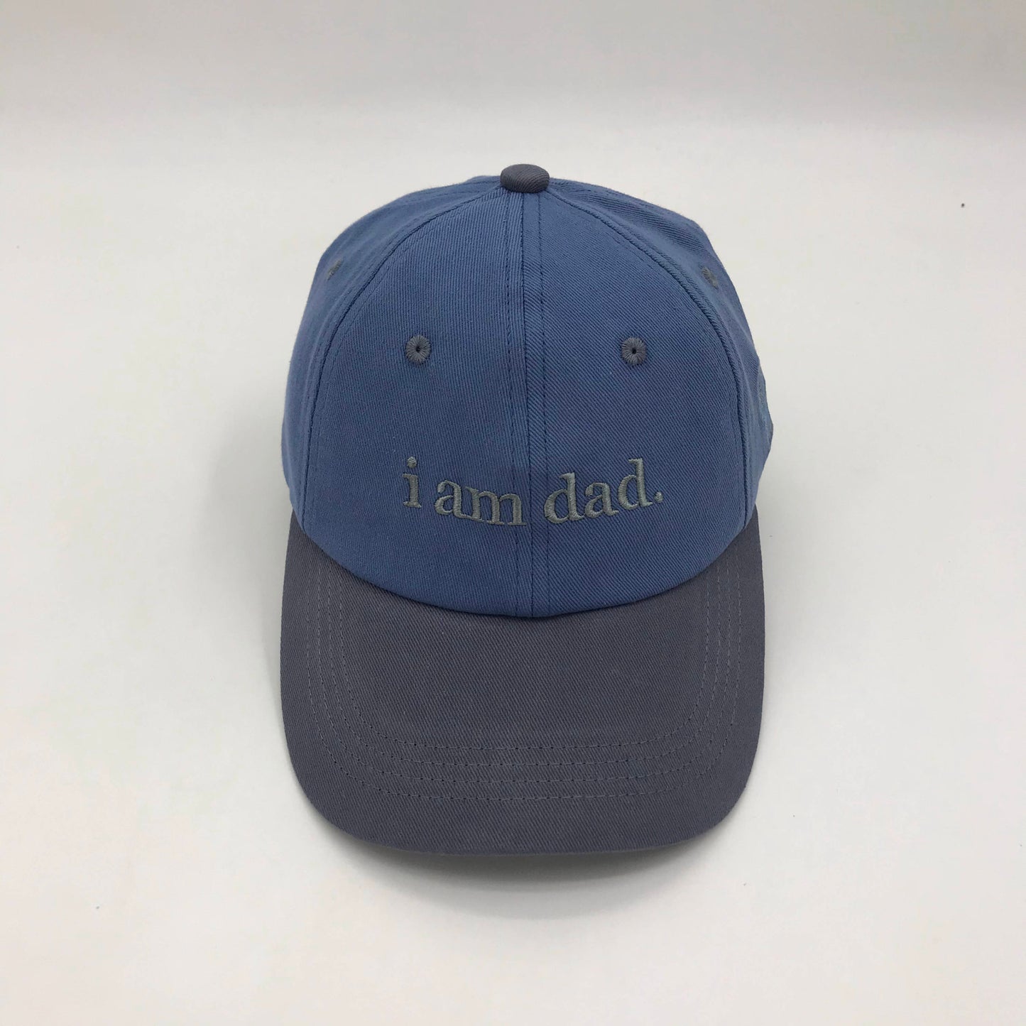 Blue i am dad. embroidered dad hat, two-toned curved brim