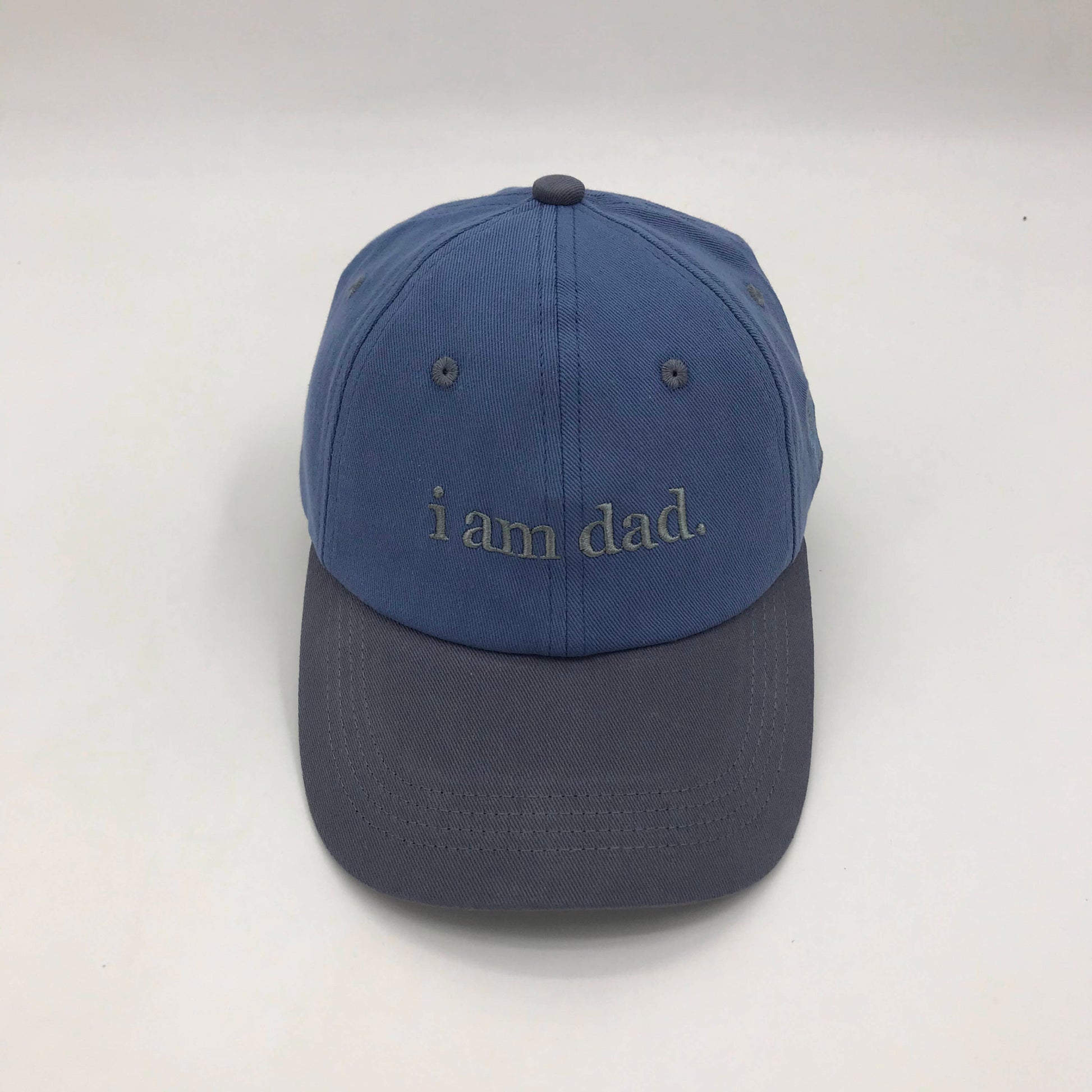 Blue i am dad. embroidered dad hat, two-toned curved brim
