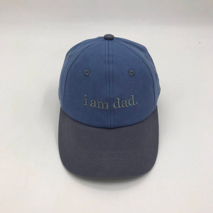 Blue i am dad. embroidered dad hat, two-toned curved brim